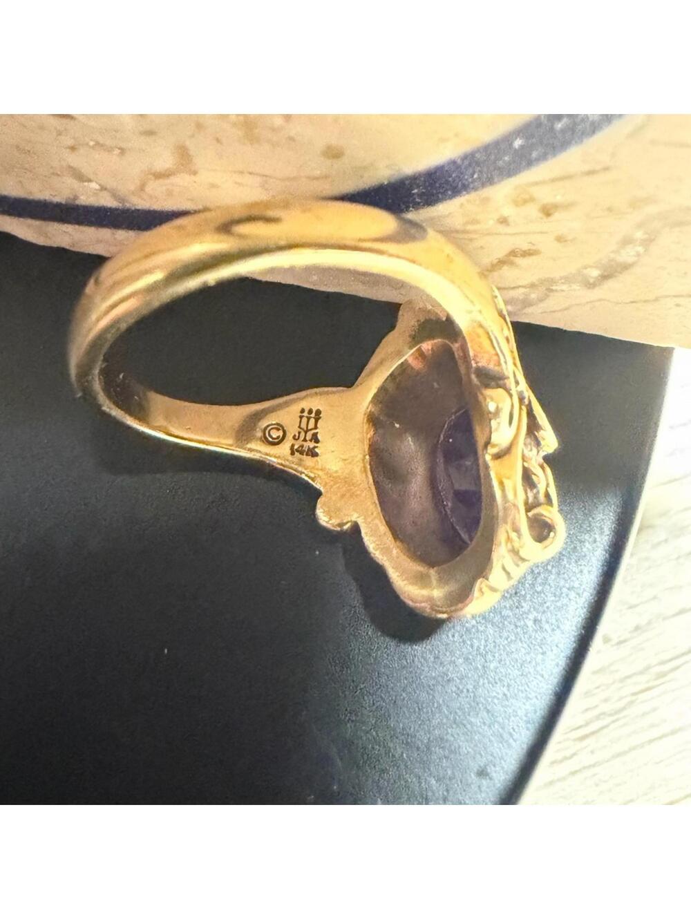 James Avery Vintage 14K Gold Amethyst Cocktail Ring Size 5.5 - Picture 5 of 5